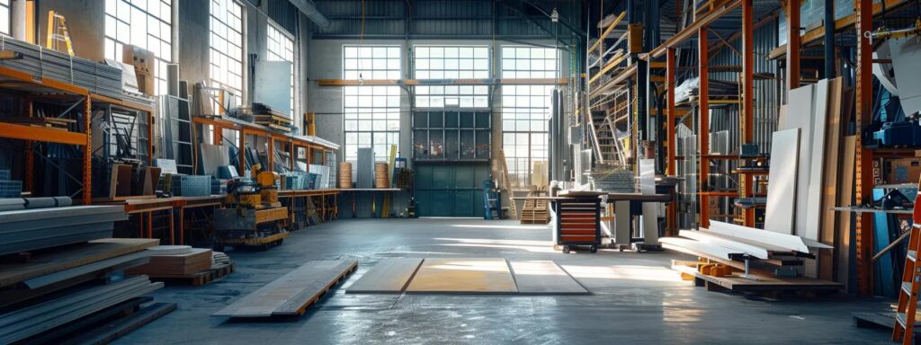 a dynamic indoor workshop scene showcases diligent dock builders in florida meticulously comparing various materials—wood, composite, metal, and concrete—surrounded by tools and blueprints, emphasizing the importance of material selection for optimal dock pricing.