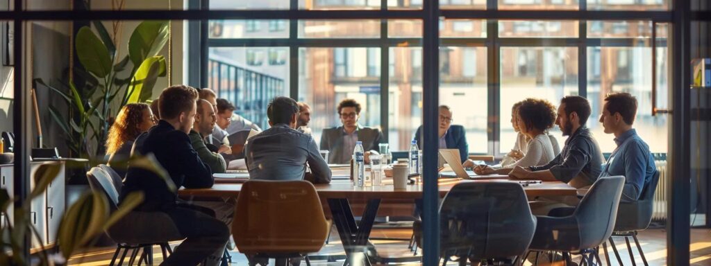 a tense meeting in a modern office filled with dock construction plans and legal documents highlights the serious discussion between residential dock builders in florida, illustrating the potential financial and legal repercussions of non-compliance with dock permits and regulations.